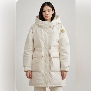YAYA Ivory Down Mid Thigh Winter Puffer Jacket Parka Womens Size L